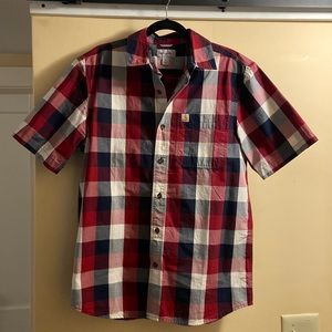 Carhartt Short Sleeve Button Down: Red/White/Blue